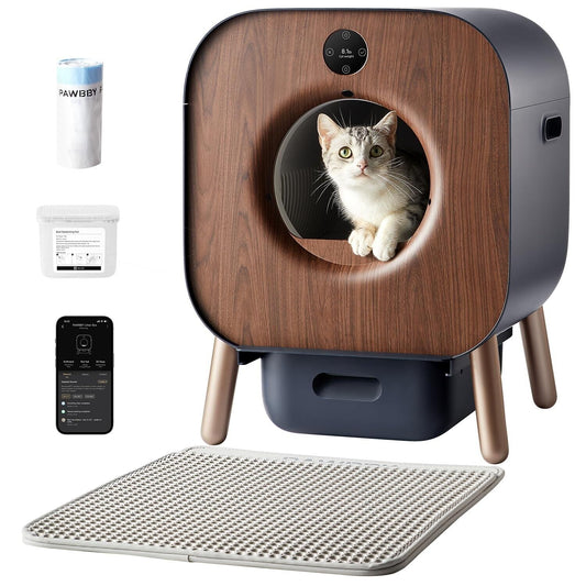 Smart Automatic Self Cleaning TUV Certified/Anti-Pinch/Safety Protection/Odor Removal/APP Control Extra Large Litter Box with Mat & Liner